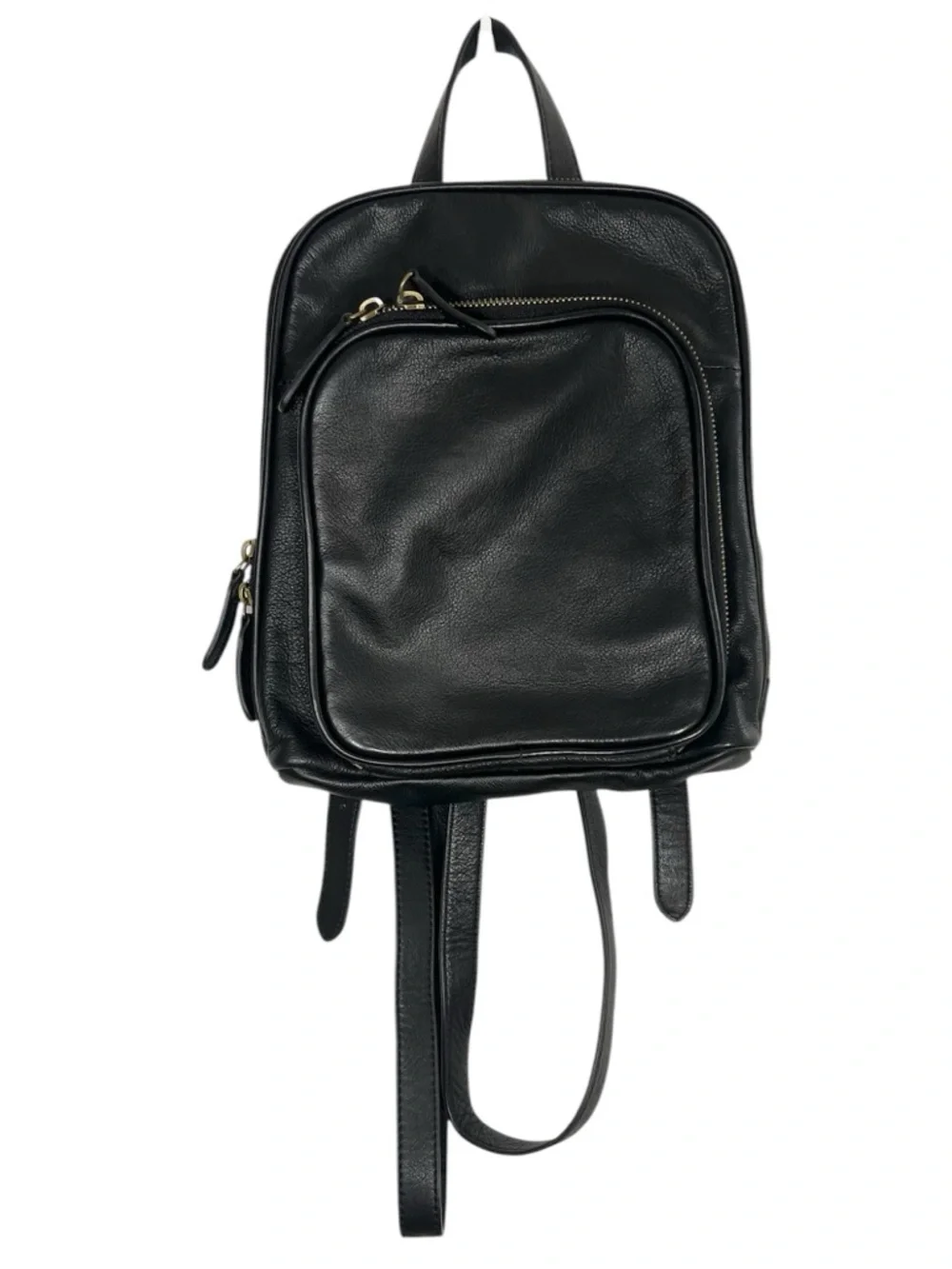Margot Mini Backpack Black Soft Pebble Leather Moto Zip Around Pockets